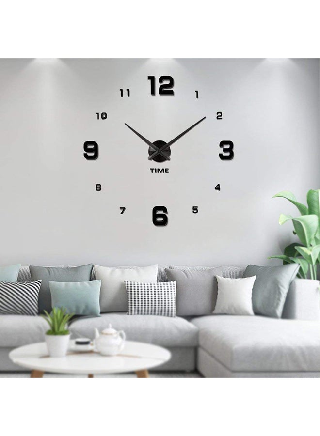 3D Wall Clock With Mirror Number Stickers Black 39x39inch - Image 1